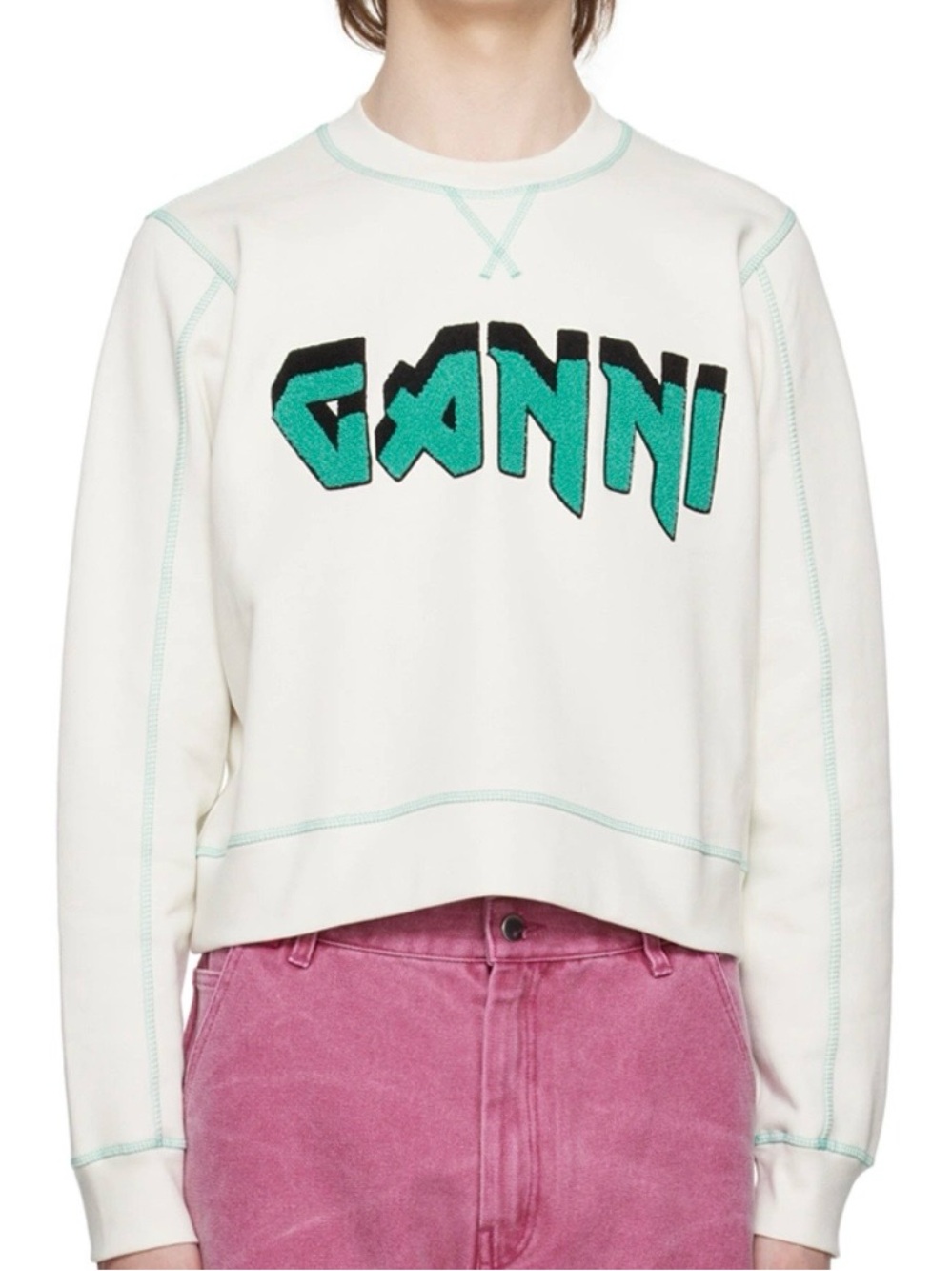 GANNI Isoli Rock embroidered cropped sweatshirt XS/S
